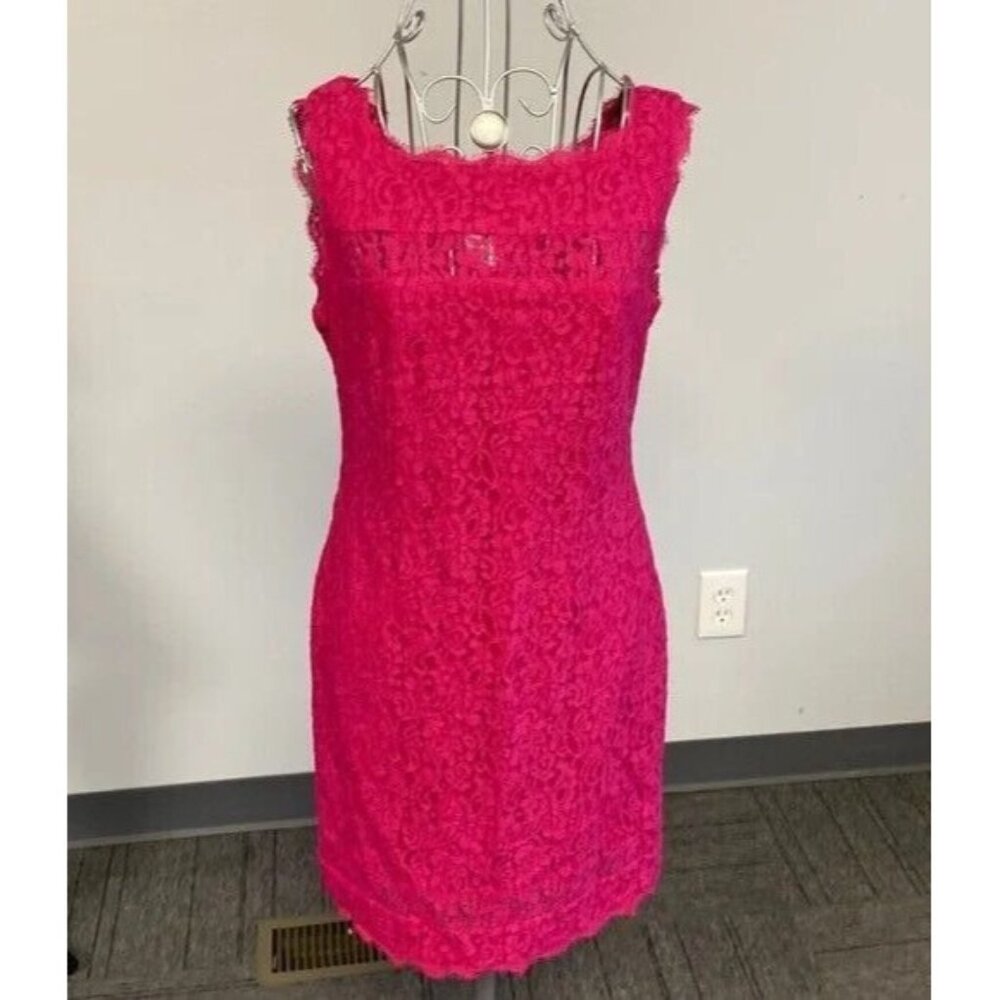 Adrianna Papell Hot Pink Lace Sheath Dress